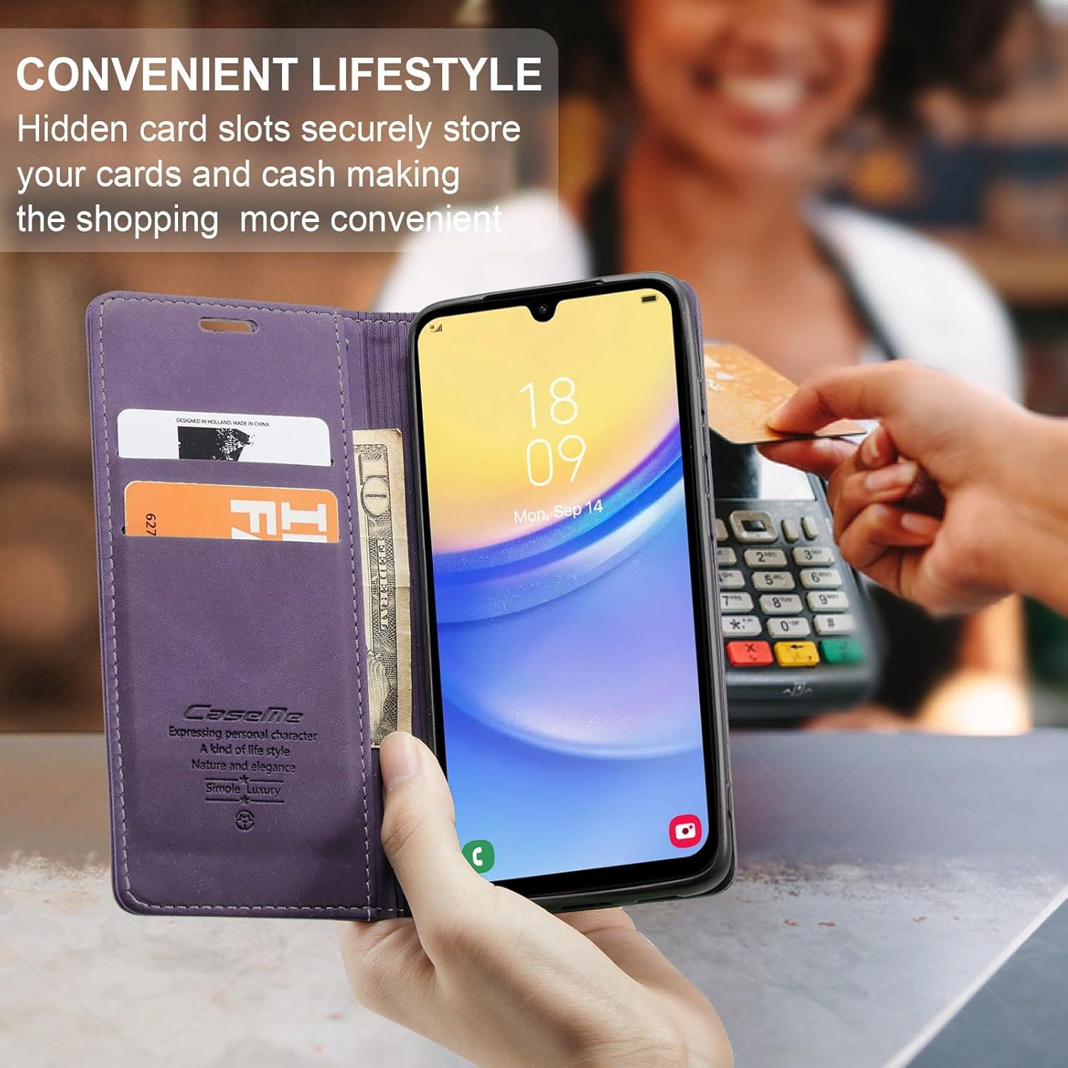 Samsung Galaxy A15 Handyhülle 5G Leder Flip Case mit Standfunktion