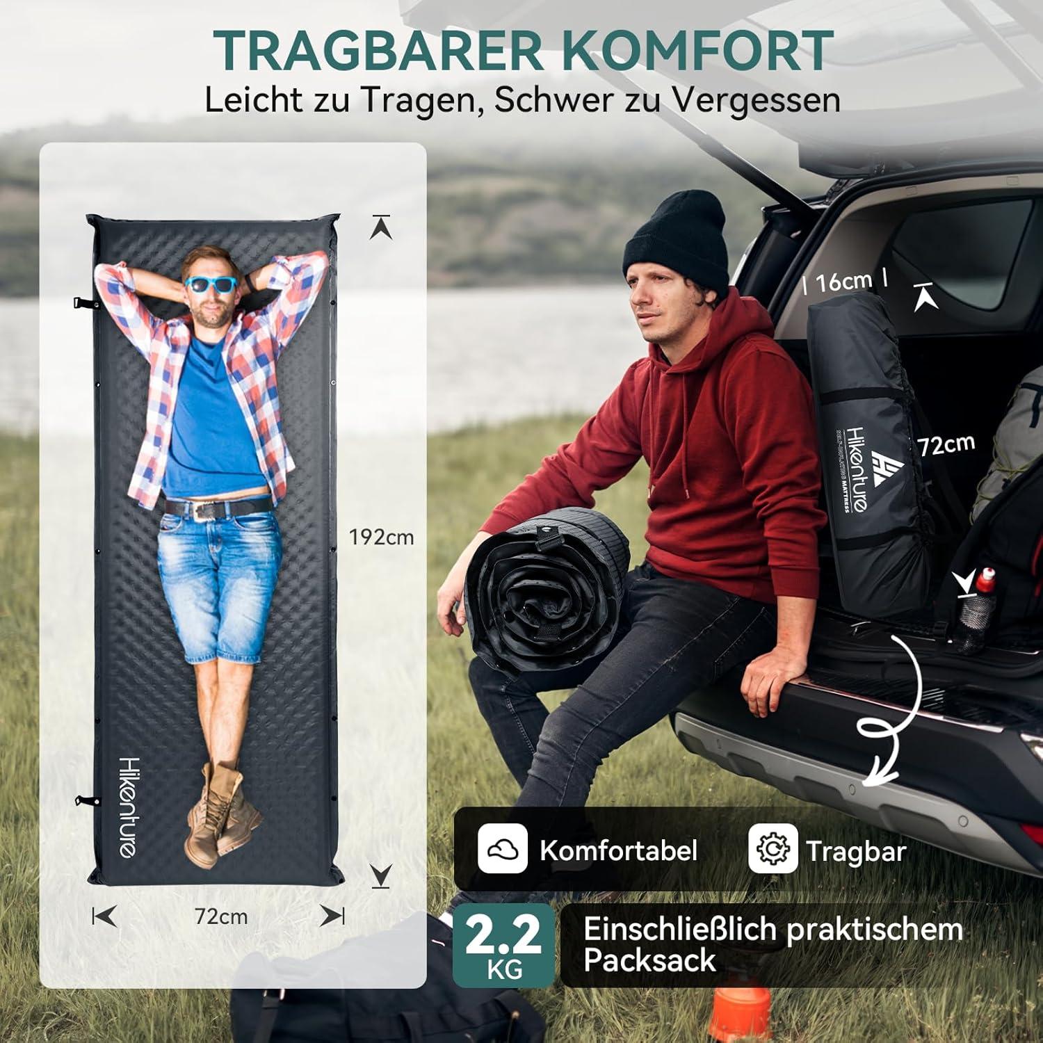 Selbstaufblasende Isomatte 5CM Dicke Campingmatratze Schaumstoffbett