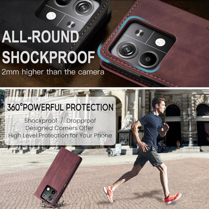 Handyhülle Xiaomi Redmi Note 13 5G Premium Leder Flip Case Weinrot