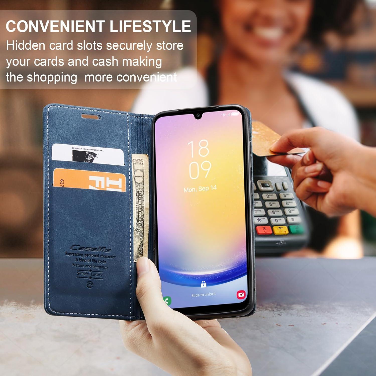 Samsung Galaxy A25 5G Leder Handyhülle mit Standfunktion und
