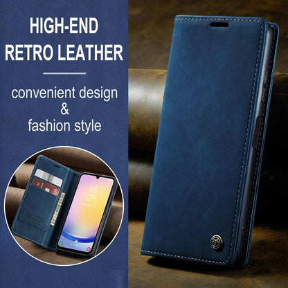 Handyhülle Samsung Galaxy A25 5G Leder Flip Case Blau Standfunktion