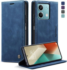 Handyhülle Xiaomi Redmi Note 13 5G Leder Flip Case Blau Magnet