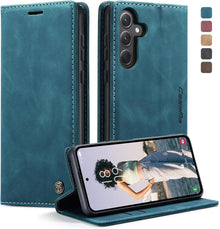 Handyhülle Samsung Galaxy A35 5G Leder Flip Case Blaugrün