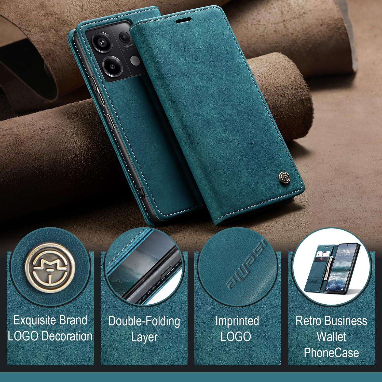 Handyhülle Xiaomi Redmi Note 13 Pro 5G Leder Case Flip Hülle Blaugrün