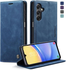 Samsung Galaxy A15 Handyhülle 5G Premium Leder Blau Magnet