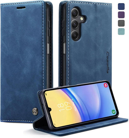 Samsung Galaxy A15 Handyhülle 5G Premium Leder Blau Magnet