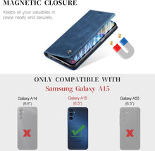Samsung Galaxy A15 Handyhülle 5G Leder Schutzhülle Blau