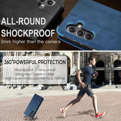 Samsung Galaxy A15 5G Hülle Premium Leder Flip Case Magnet Blau