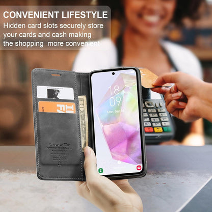 Samsung Galaxy A35 5G Handyhülle - Premium Leder Flip Case mit Magnet Standfunktion - Grau