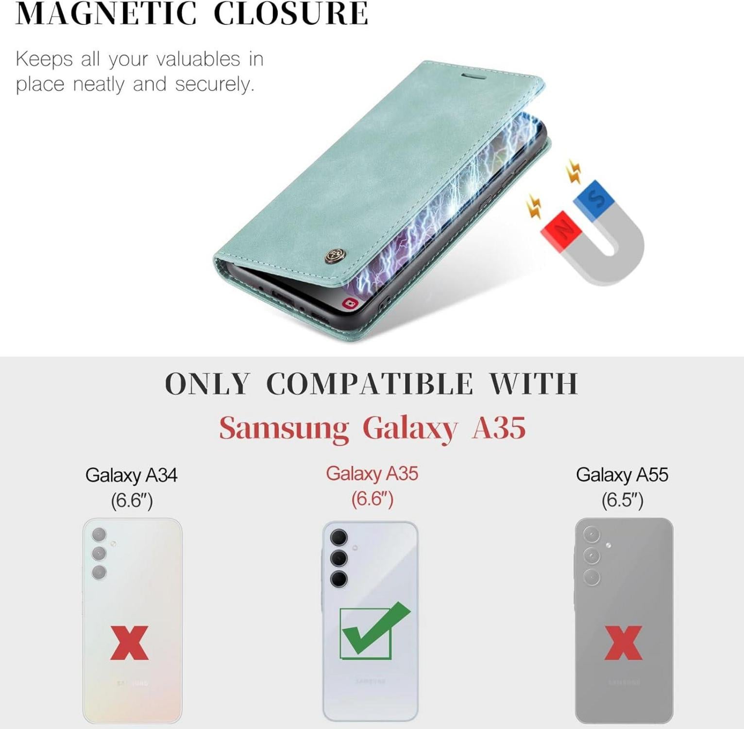 Samsung Galaxy A35 5G Handyhülle Premium Leder Magnet