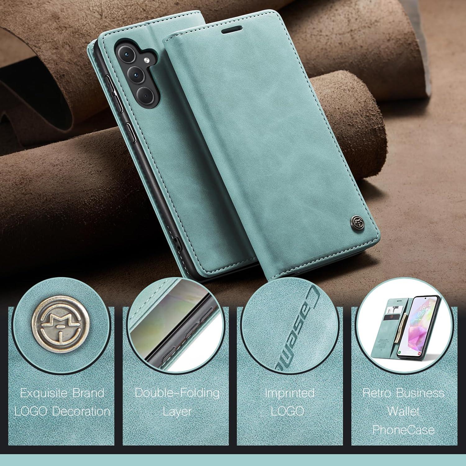 Handyhülle Samsung Galaxy A35 5G Leder Flip Case Magnet Stand - Blau
