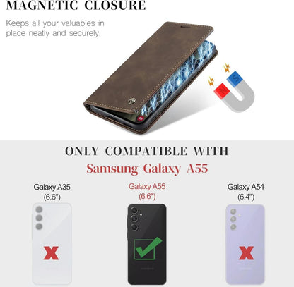 Samsung Galaxy A55 5G Handyhülle Premium Leder Klapphülle