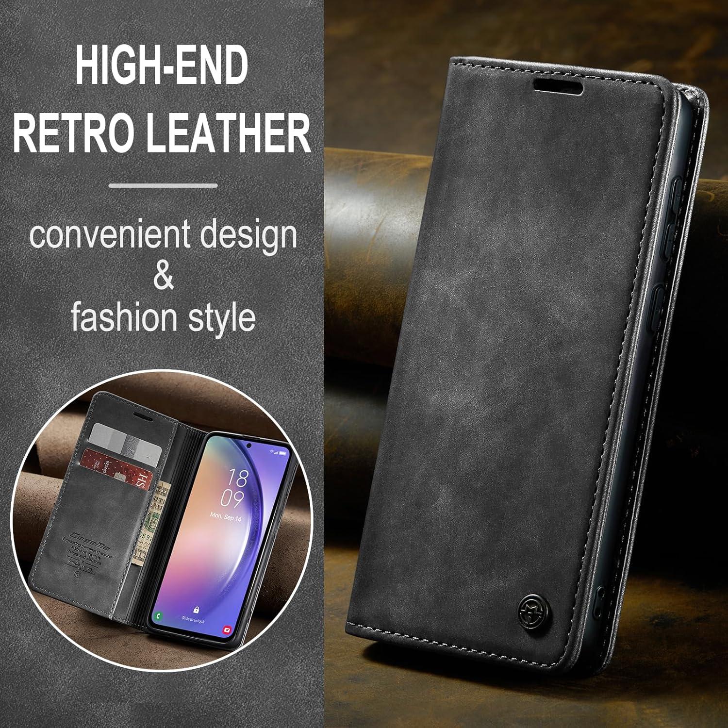 Handyhülle Samsung Galaxy A55 5G Premium Leder Flip Case Grau