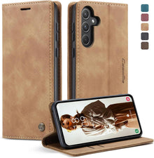 Handyhülle Samsung Galaxy A55 5G Leder Klapphülle Braun