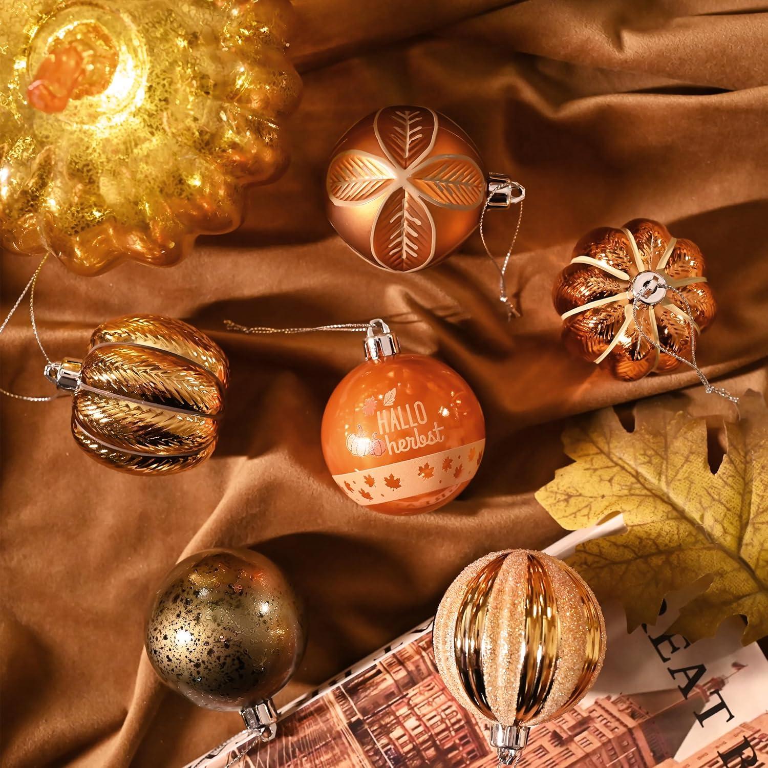 Herbst Deko 16 Stück zum Aufhängen 6cm Kunststoffkugel