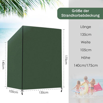 Strandkorb Schutzhülle Winterfest 420D Oxford Grün 135x105x175/140cm