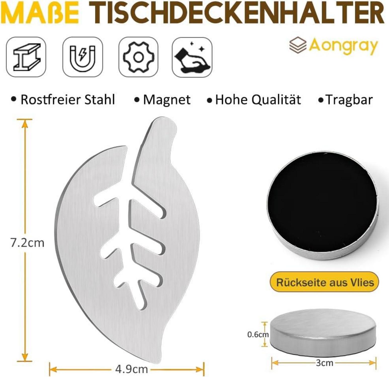 8er Set Tischdeckenbeschwerer Edelstahl Magnetisch