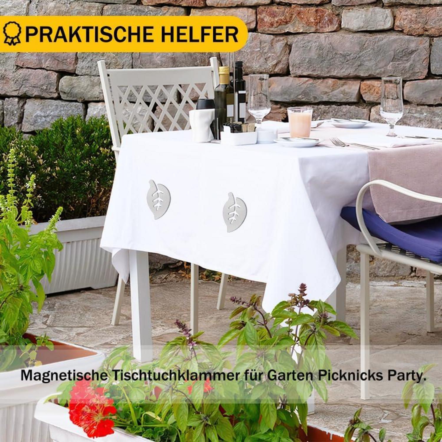 Tischdeckenbeschwerer Magnetisch Edelstahl Blattmuster 8 Stück
