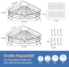 Duschablage Ohne Bohren 2er-Pack Organizer Ecke Edelstahl