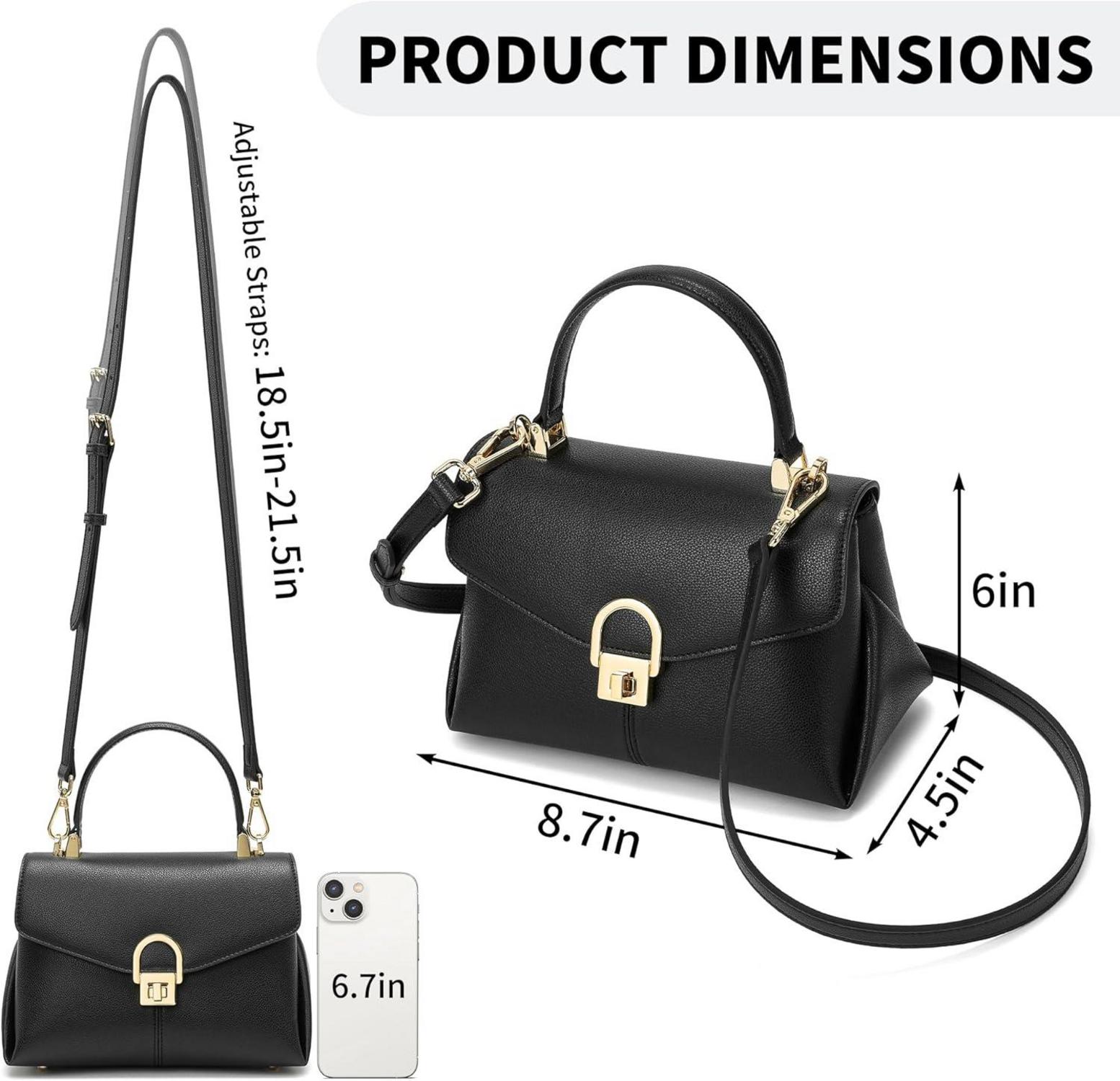 Damen Handtasche Klein Leder Crossbody Bag Schwarz Beige