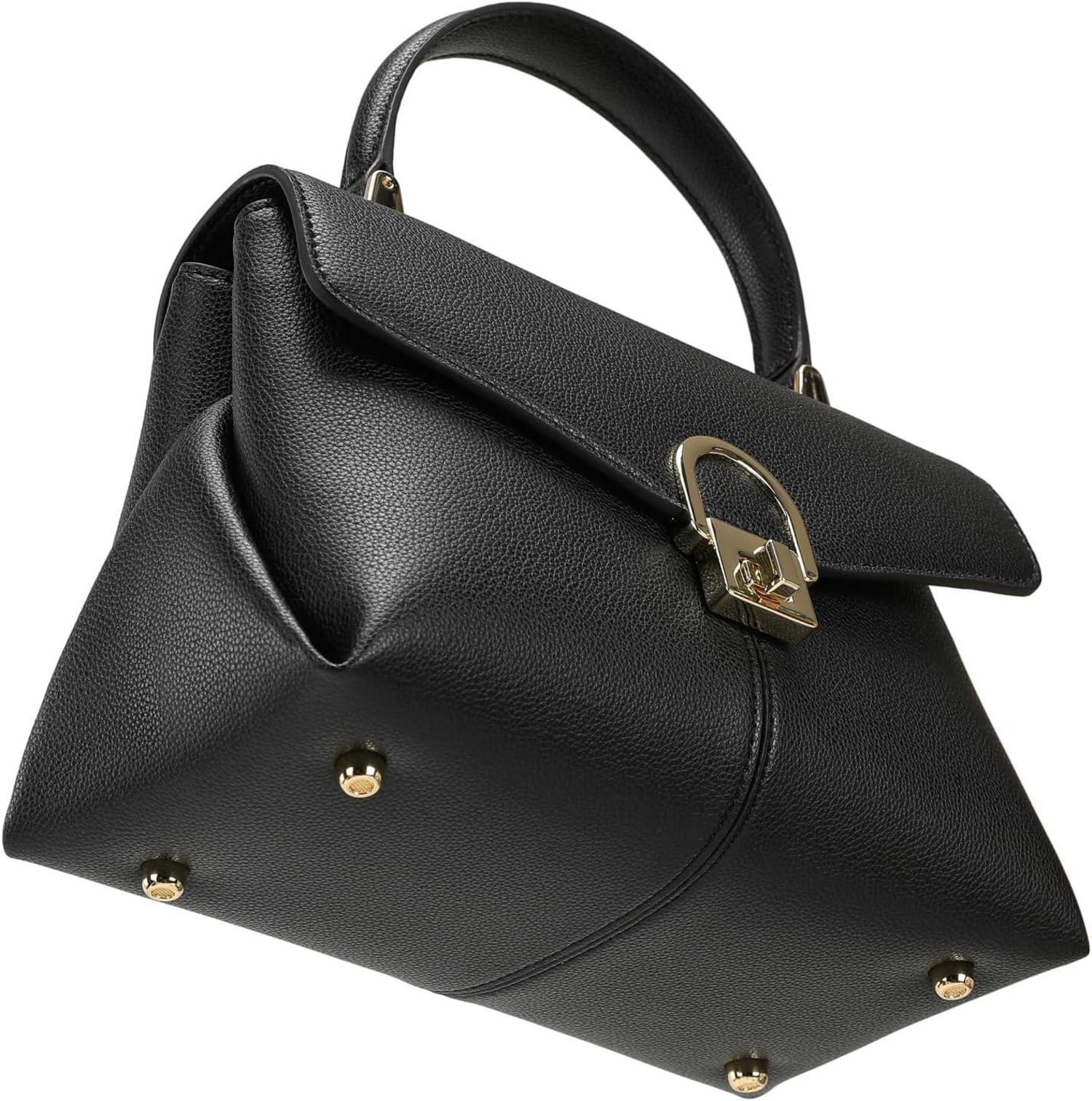 Damen Handtasche Leder Umhängetasche Crossbody Schwarz