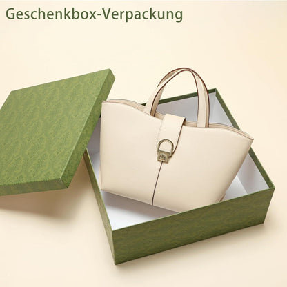 quipuda Damenhandtasche Leder Umhängetasche Schwarz Metallreißverschluss