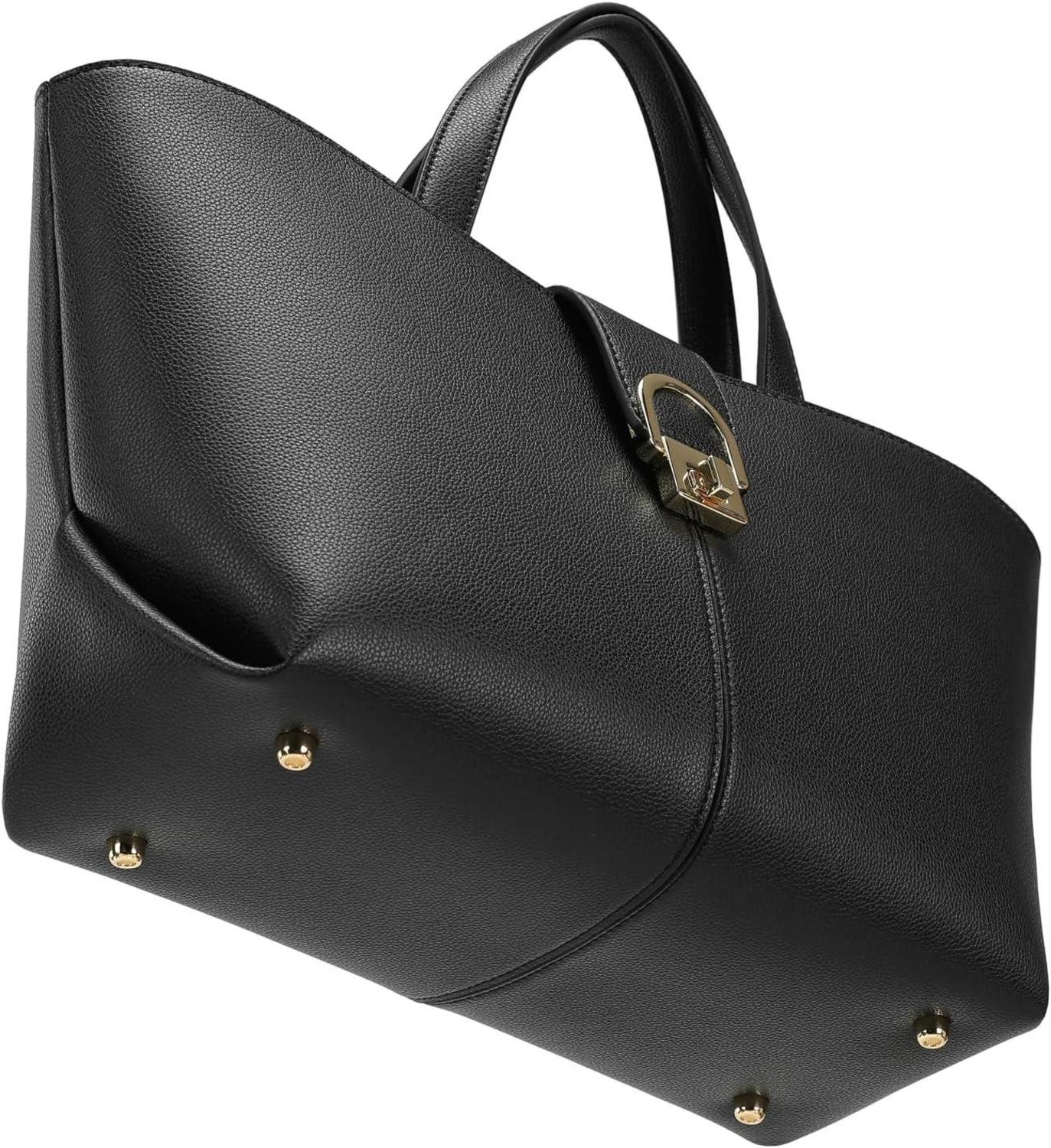 Damen Handtasche Leder Umhängetasche Crossbody Bag Schwarz
