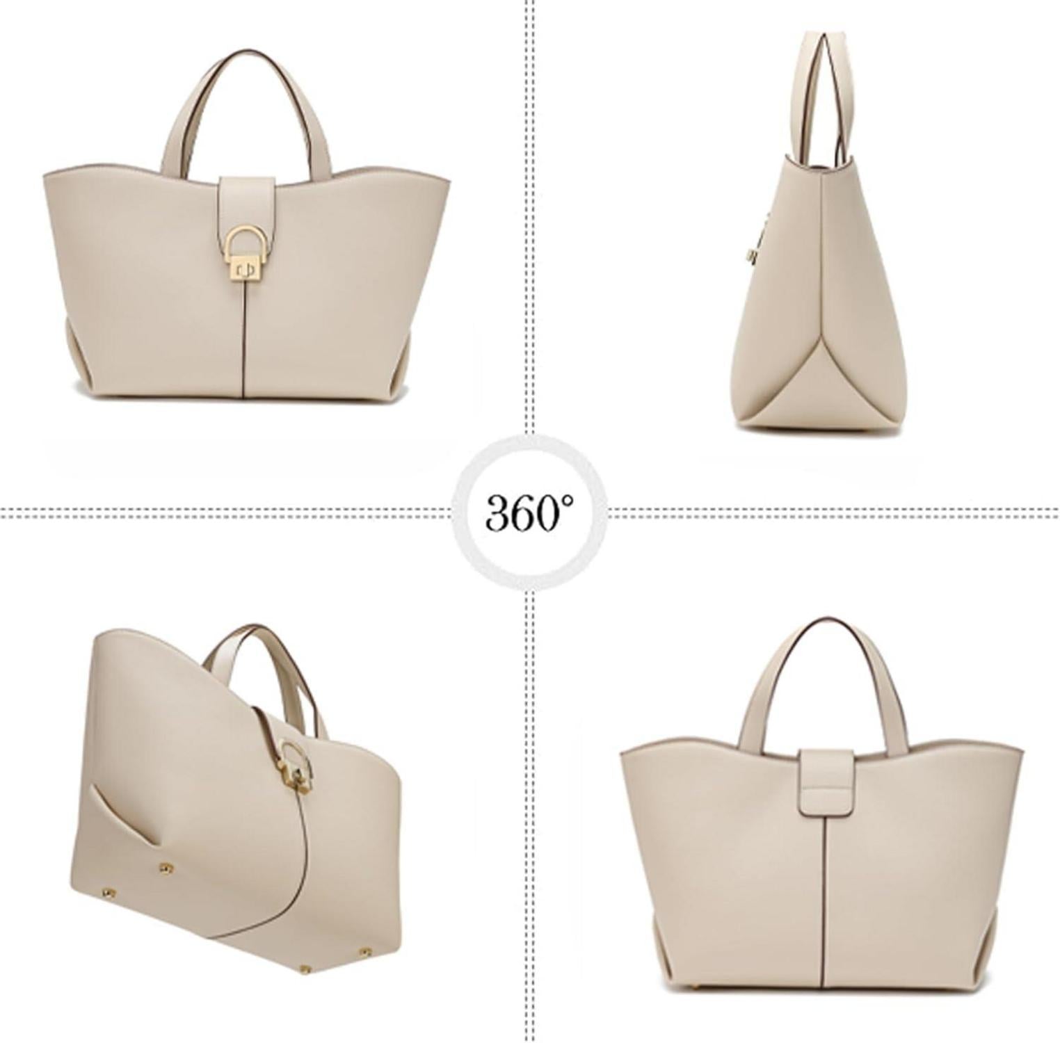 Damen Handtasche Leder Umhängetasche Crossbody Beige