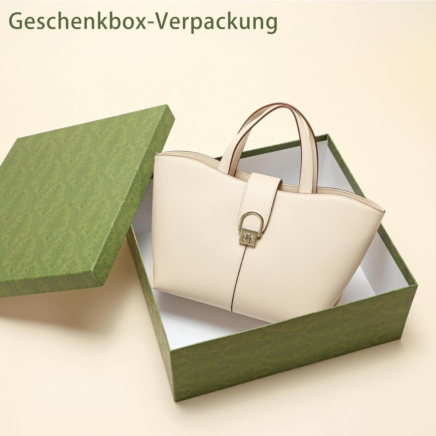 Damen Handtasche Leder Umhängetasche Großes Fassungsvermögen Beige