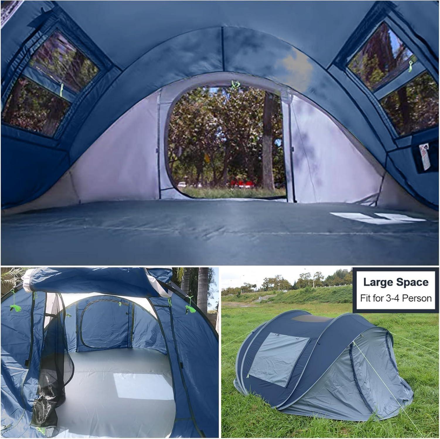 Zelt 3-4 Personen Pop Up Wurfzelt mit Dachfenster Strandmuschel