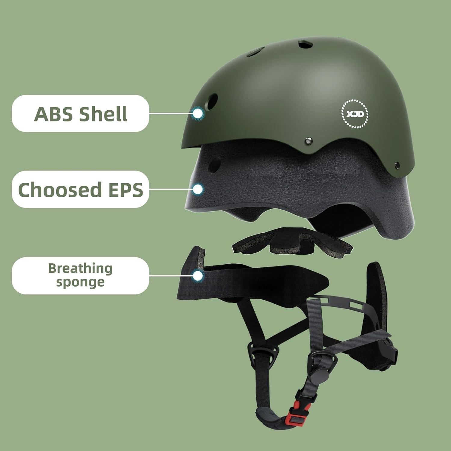 XJD Kinder Jugend Fahrradhelm Olivgrün 55-57 cm