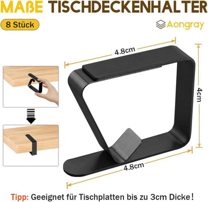 Aongray Tischdeckenklammern Edelstahl 8 Stück Schwarz 5x4cm