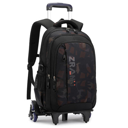 Schulrucksack Trolley Braun für Jungen mit Rollen & Abnehmbar