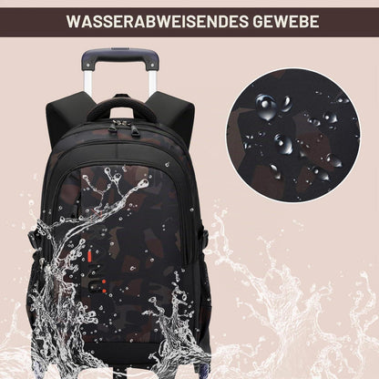Schulrucksack Trolley Braun für Jungen mit Rollen & Abnehmbar