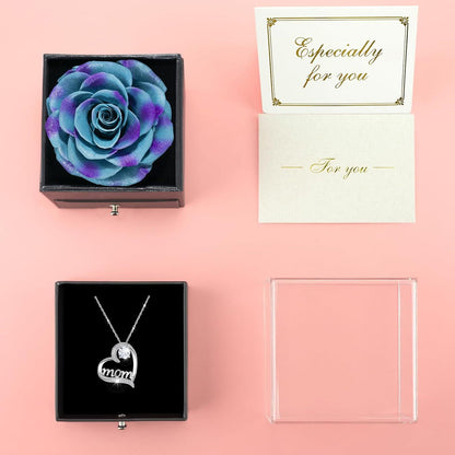 Sunia Ewige Rose Geschenkbox Mama Mom Halskette 925 Silber Blume Muttertag