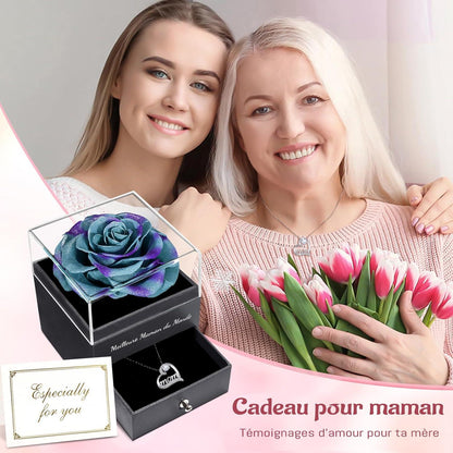 Ewige Rose Geschenkset: Rose mit Mom Halskette, Muttertagsgeschenk