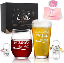 Personalisiertes Weinglas und Bierglas Set mit Gravur für Mama und