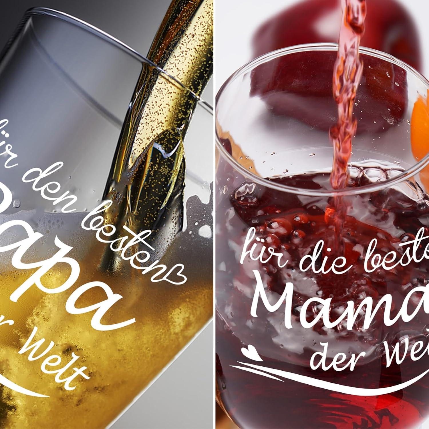 Personalisiertes Weinglas und Bierglas Set mit Gravur - Beste Mama