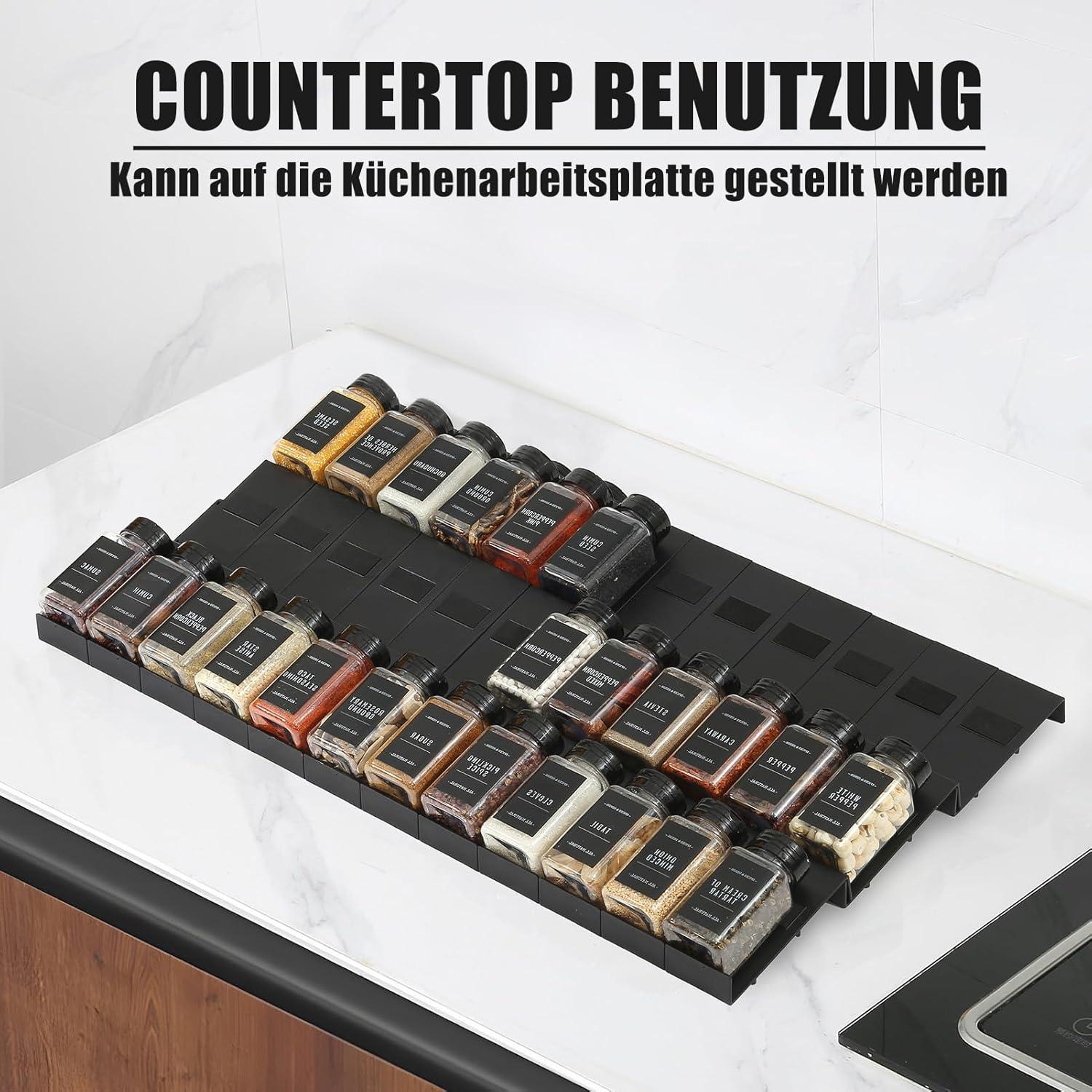 Gewürz Organizer Schublade für Gewürzgläser 48 Stück Spice Rack Schublade