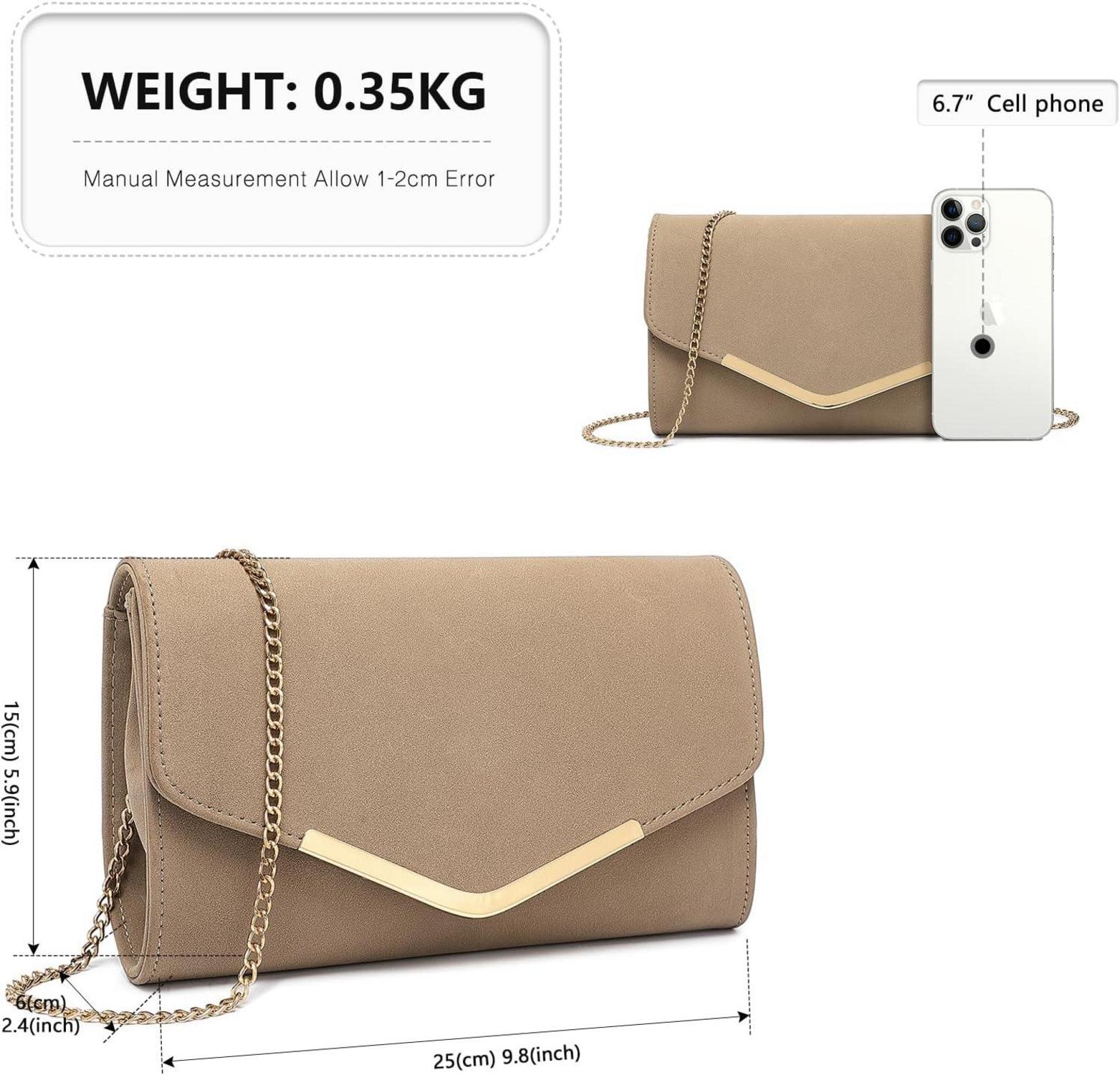 Miss Lulu Damen Umschlag Clutch Abendtasche Elegant mit Kette