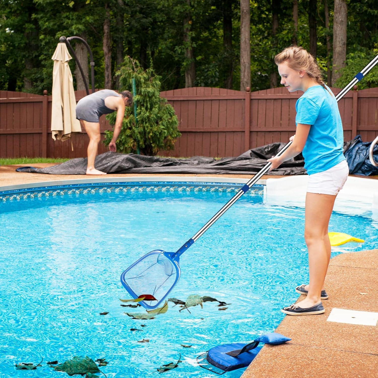 Pool Kescher 200cm Feinmaschig Teleskopstange Schwimmbad Poolreinigung