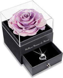 Ewige Rose Geschenkset für Mama mit Sterling Silber Halskette