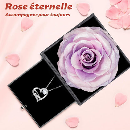 Ewige Rosen Geschenkset für Mama mit Silber Halskette Rose