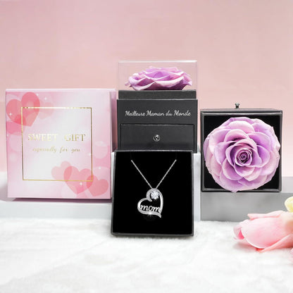 Ewige Rose Geschenk für Mama mit Mom Halskette, Infinity Blume, Muttertag Valentinstag