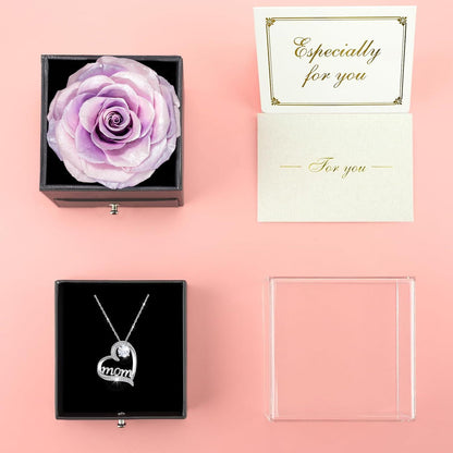 Ewige Rose Blume Mama Halskette 925 Silber Geschenk Muttertag