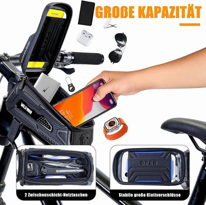 Fahrradtasche Rahmen Wasserdicht Mecha-Style Touchscreen Sonnenblende Schwarz