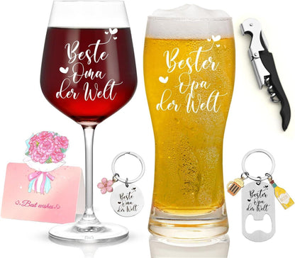 Joymaking Weinglas und Bierglas Set mit Gravur - Beste Oma & Bester