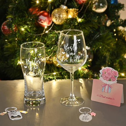 Weinglas & Bierglas Set mit Gravur, Oma Opa Geschenke
