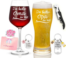 Bierglas und Weinglas Set für Oma und Opa, Geschenkidee