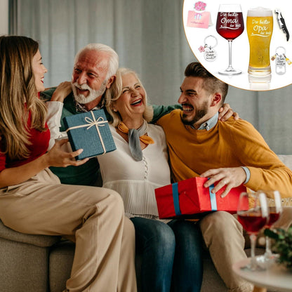 Weinglas Bierglas Set Oma Opa Geschenke Muttertag Vatertag Hochzeit
